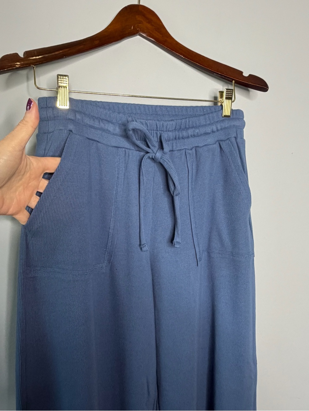 NWOT Zenana Dusty Blue Wide-Leg Lounge Set Medium - Picture 9 of 13